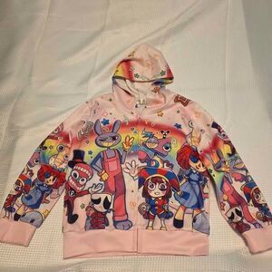 Cute Kawaii Cartoon Kids Zip-Up Hoodie Size 130(US 7-8) Colorful Rainbow Graphic